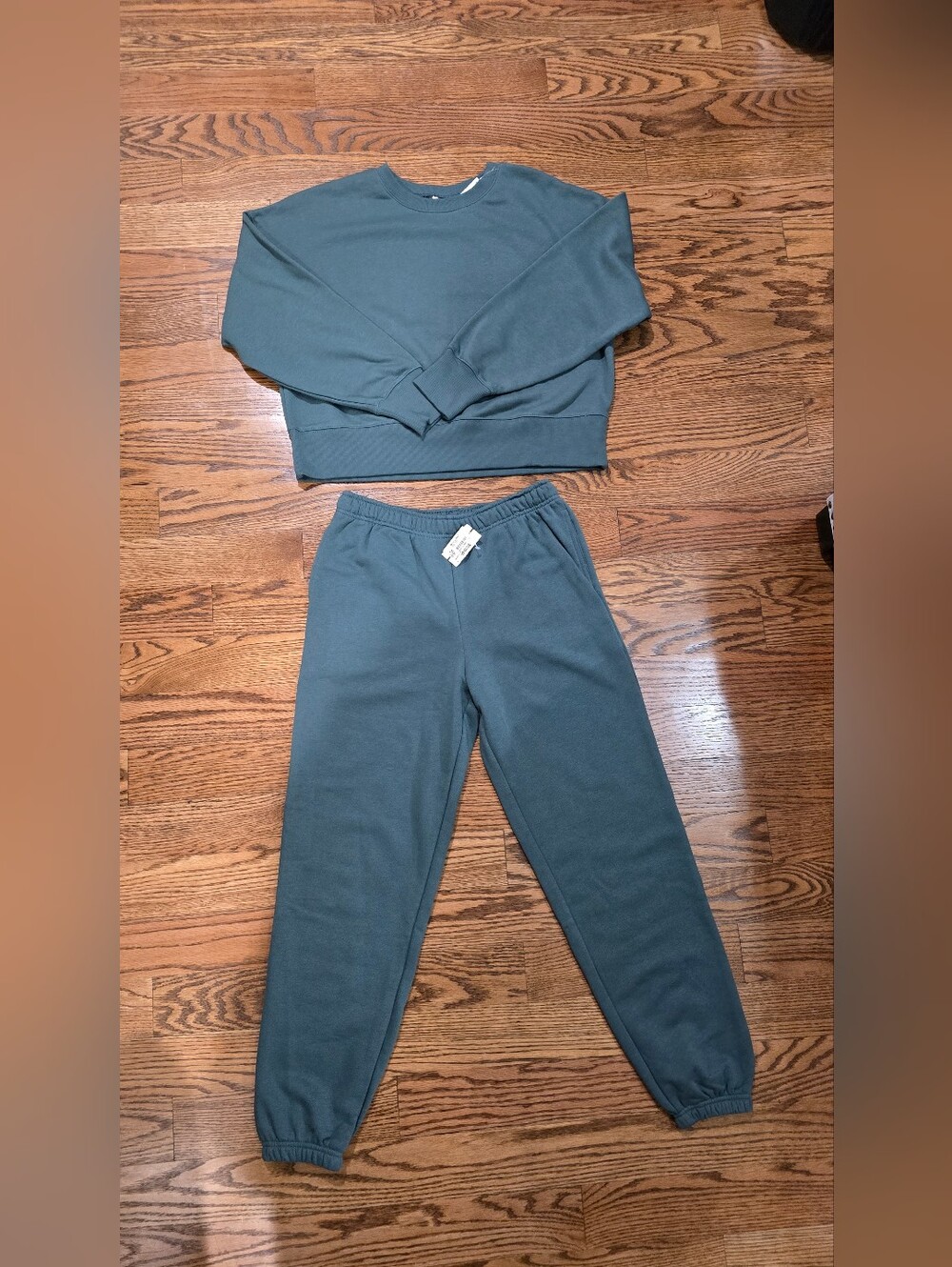 Cozy Fleece Sweatshirt and Jogger Set - Slate Green